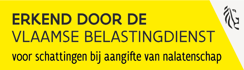 Logo Erkend door de Vlaamse Belastingdienst (Vlabel) voor schattingen bij aangifte van nalatenschap